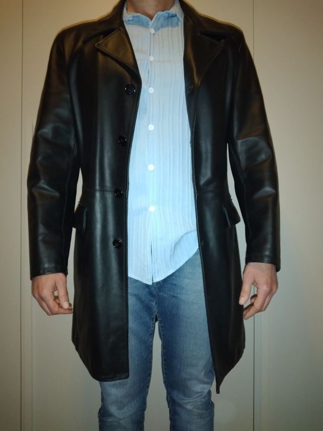 Cappotto lungo VERA 100% pelle-Made in Italy -Tg50