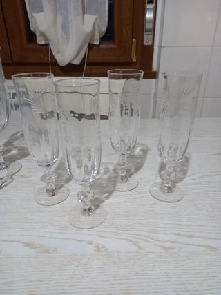 Set 4 flute in cristallo più coppa