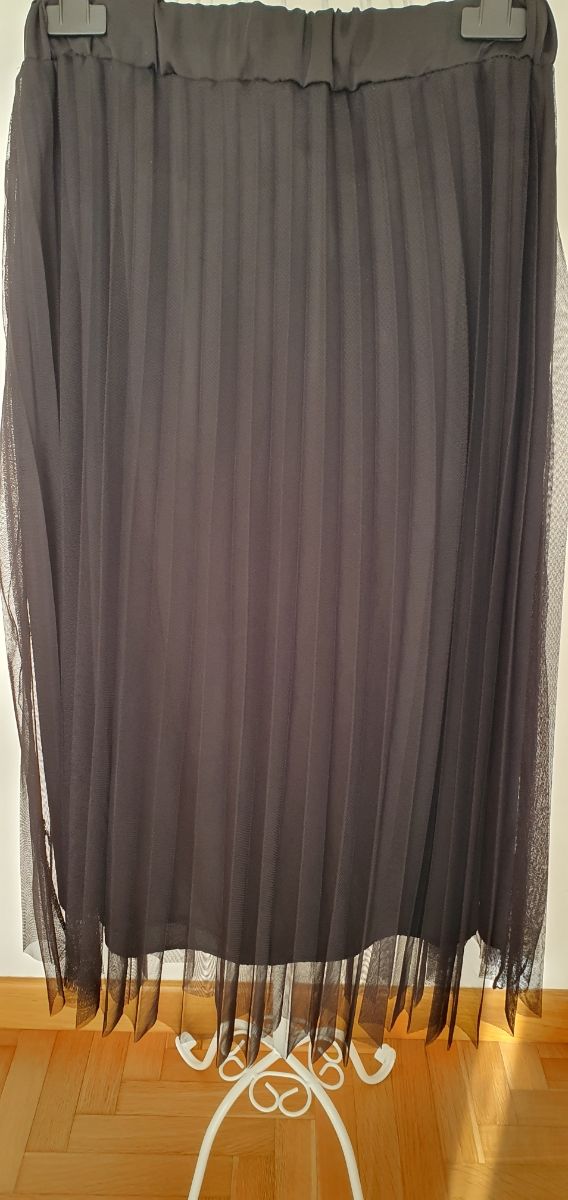 Gonna plissè in velo nera con fodera tg unica