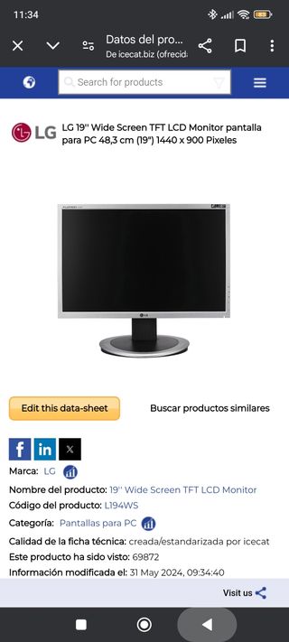 Pantalla ordenador LG
