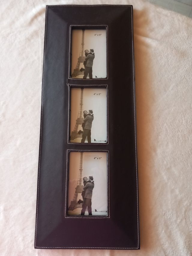 Portafotos nuevo piel marrón