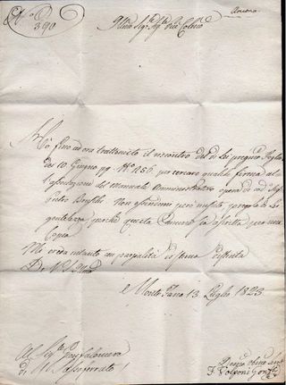 Lettera Stato Pontificio prefilatelica del 1823