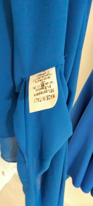 Vestido fiesta azulon midi cuello halter