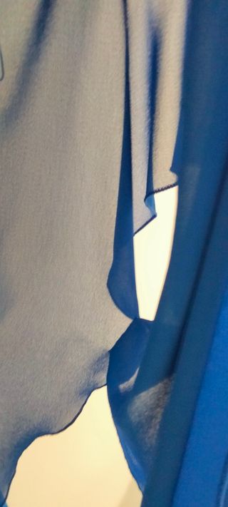 Vestido fiesta azulon midi cuello halter