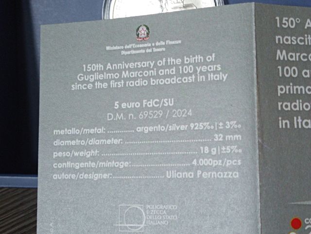 Moneta Guglielmo Marconi 2024
