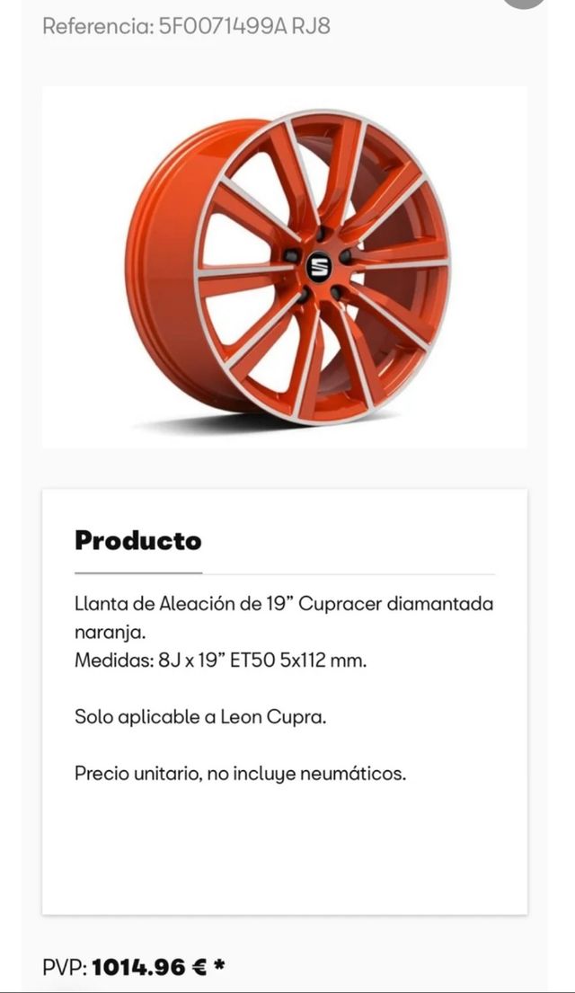 Llantas cupracer 19 leon cupra