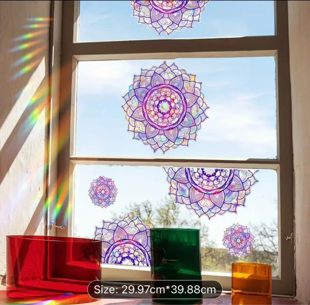 Pegatinas mandala para ventana, cristal