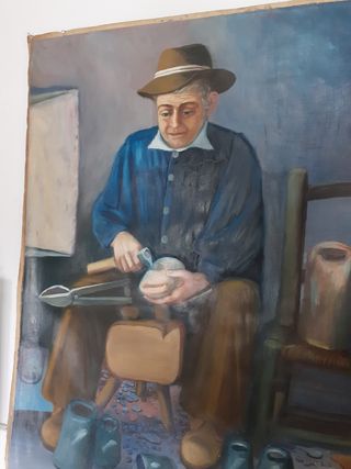 DOS OBRAS ÓLEO ALBAÑIL Y ZAPATERO