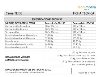 Cama articulada Tecnimoen Teide 105 cm + colchón