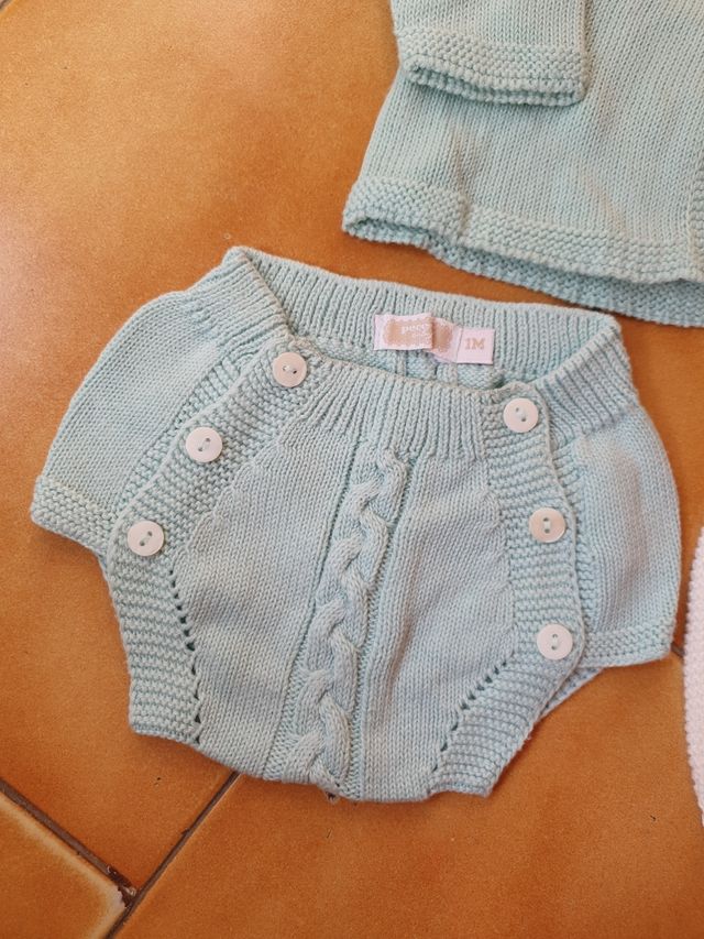 Conjunto braguita y rebeca. Talla 1 mes