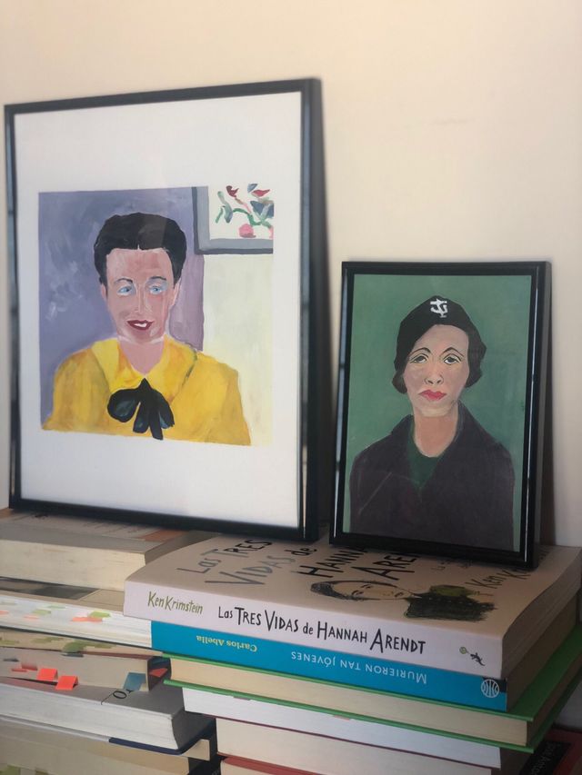 Simone de Beauvoir y Zambrano. Decoración Libreria