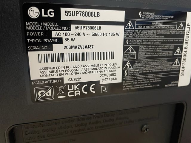 Fuene alimentación LG 55UP78006LB