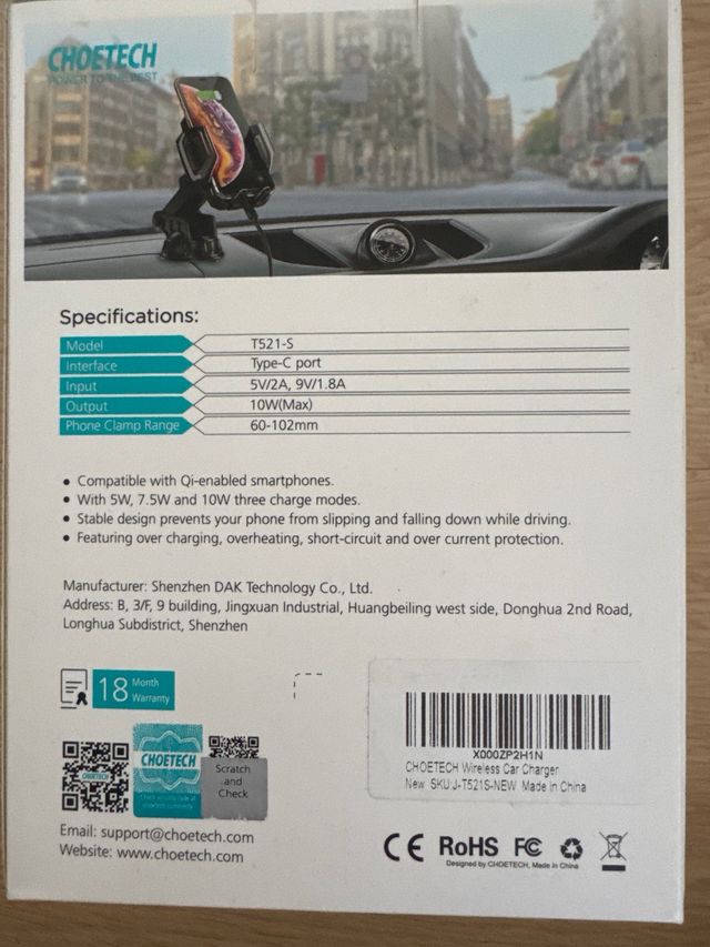 Cargador Inalámbrico CHOETECH T521- 15W Negro