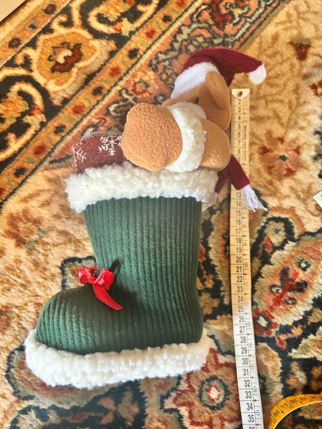 Calza befana rigida con pupazzetto babbo natale 