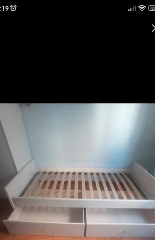 Cama 90cm. con cajones.