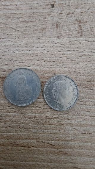 2 monete franchi - rappen Svizzera