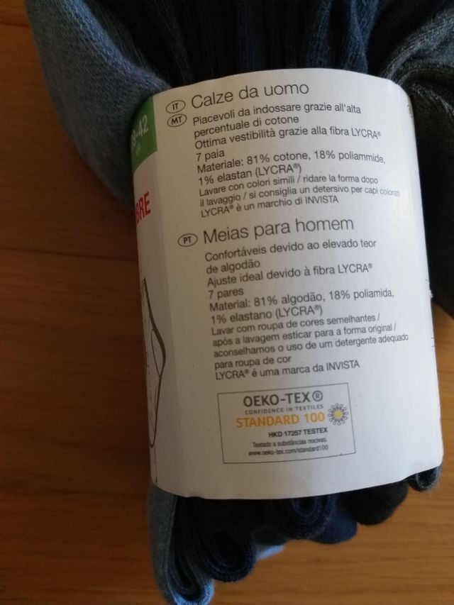 Calze uomo n.7 paia,tonalità del blu e grigio/nero