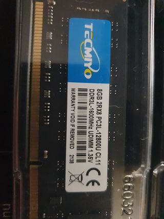 Memoria DDR3L 8 Gigas 1600 Mhz  2 modulos
