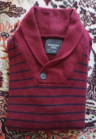 Jersey hombre granate rayas