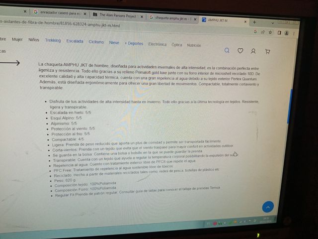 Chaqueta para actividades invernales de