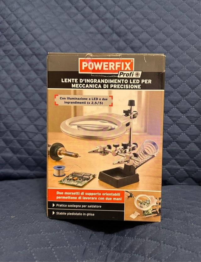 Sostegno per saldatore con lente POWERFIX