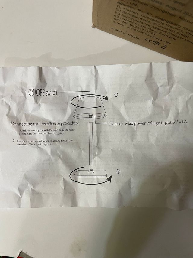 LAMPARA LED DE SOBREMESA TACTIL NEGRA