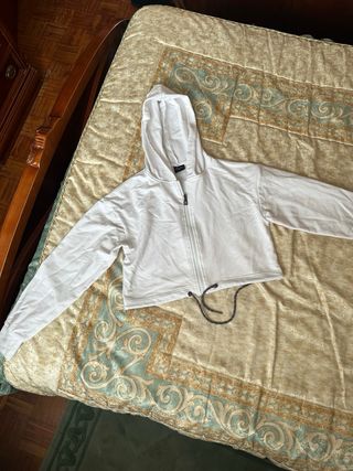 Sudadera blanca crop top Body Alive talla L 