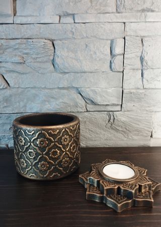 Set pz.2 vaso + porta candela