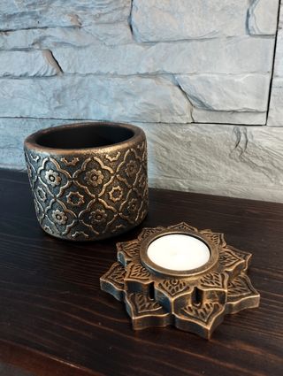 Set pz.2 vaso + porta candela