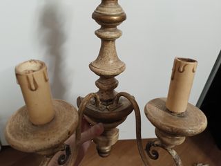 Applique vintage 2 luci legno e metallo