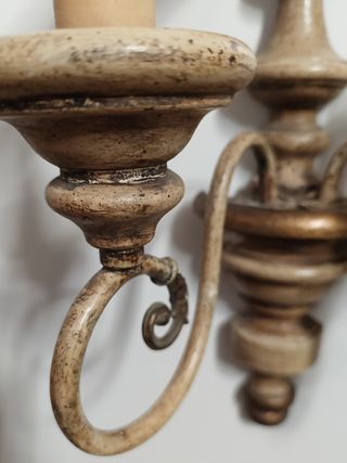 Applique vintage 2 luci legno e metallo