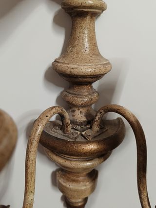 Applique vintage 2 luci legno e metallo