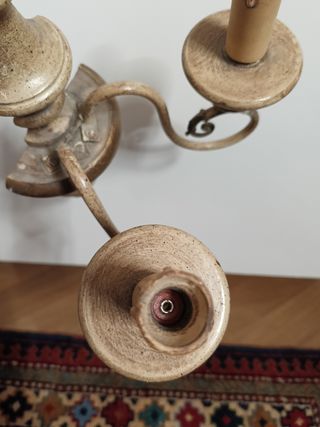 Applique vintage 2 luci legno e metallo