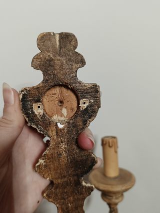 Applique vintage 2 luci legno e metallo