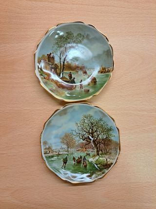 Coppia piattini decorativi di porcellana Limoges