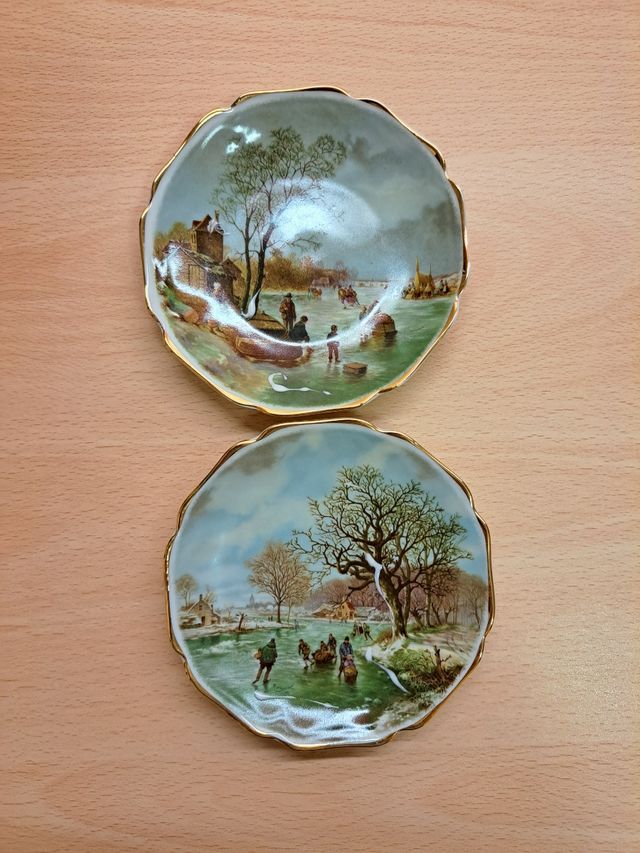Coppia piattini decorativi di porcellana Limoges