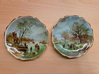 Coppia piattini decorativi di porcellana Limoges