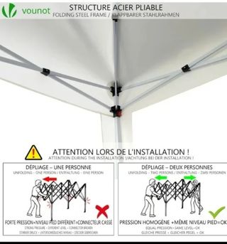 Carpa plegable, impermeable, Uv, 3x3 completa