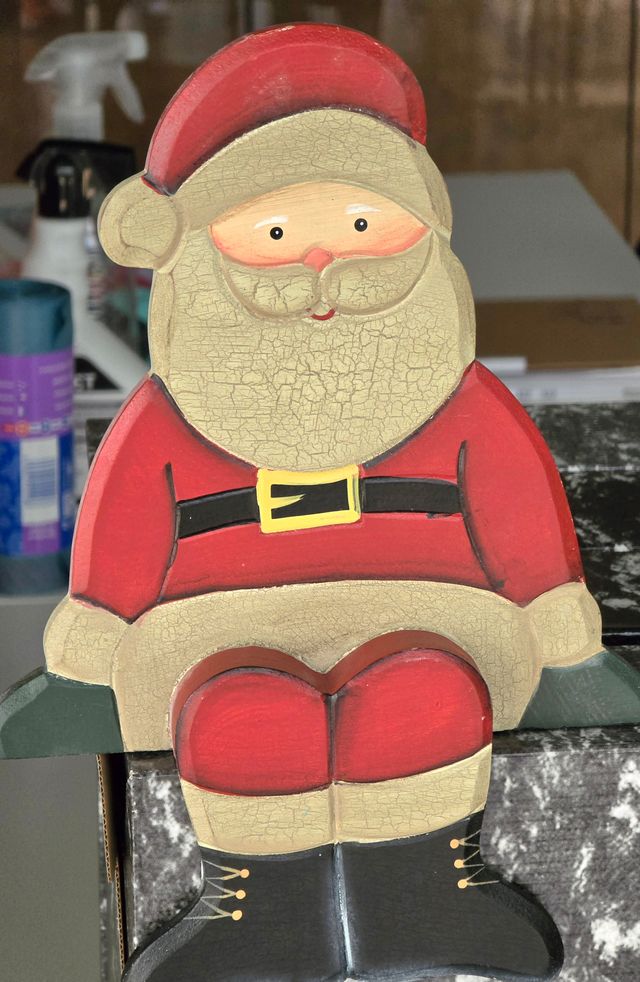 papa noel madera, para sentarle