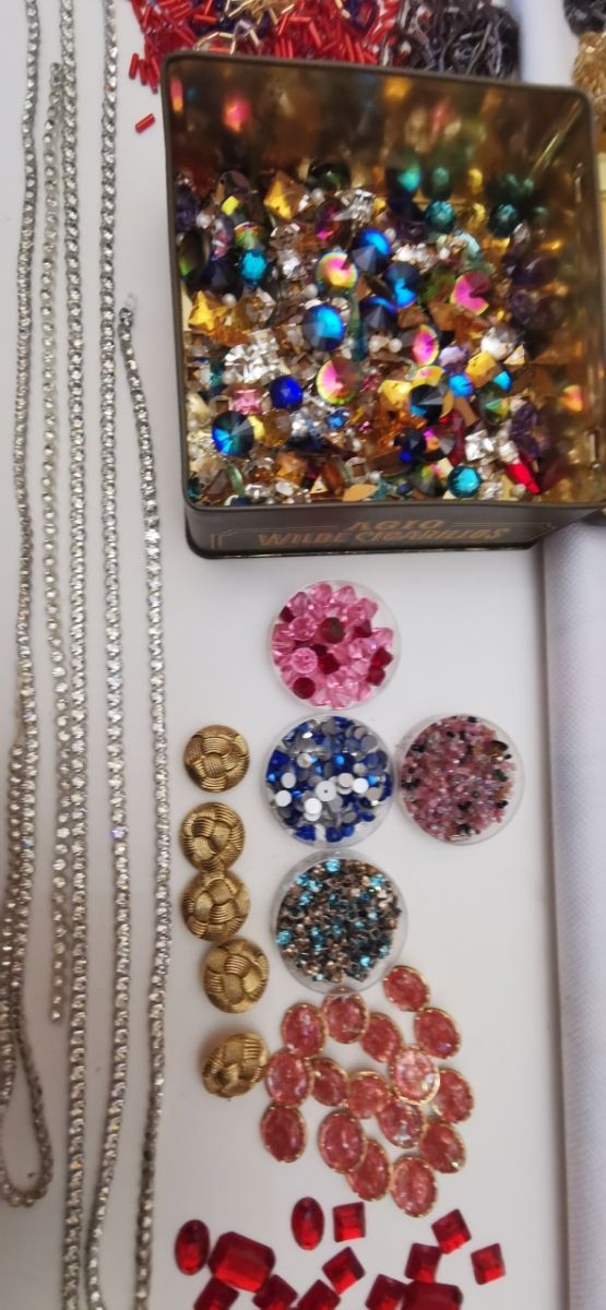 Lote apliques, decoración, costura. Antiguo.