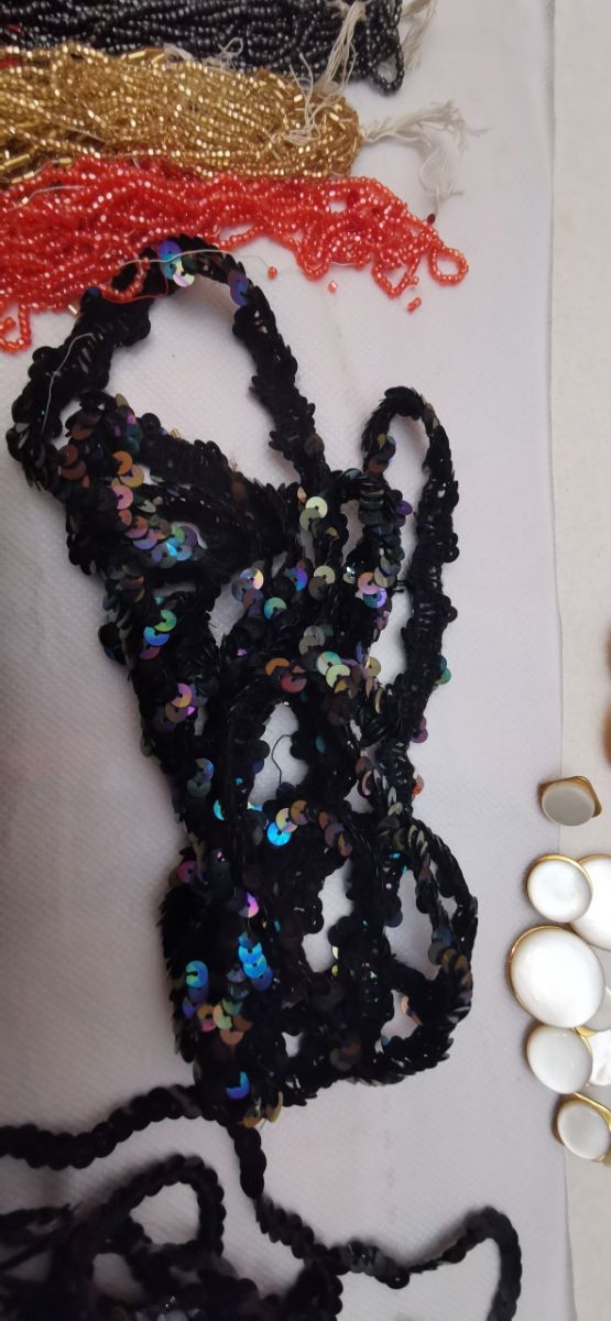 Lote apliques, decoración, costura. Antiguo.