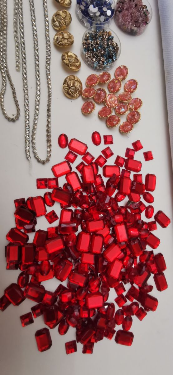 Lote apliques, decoración, costura. Antiguo.