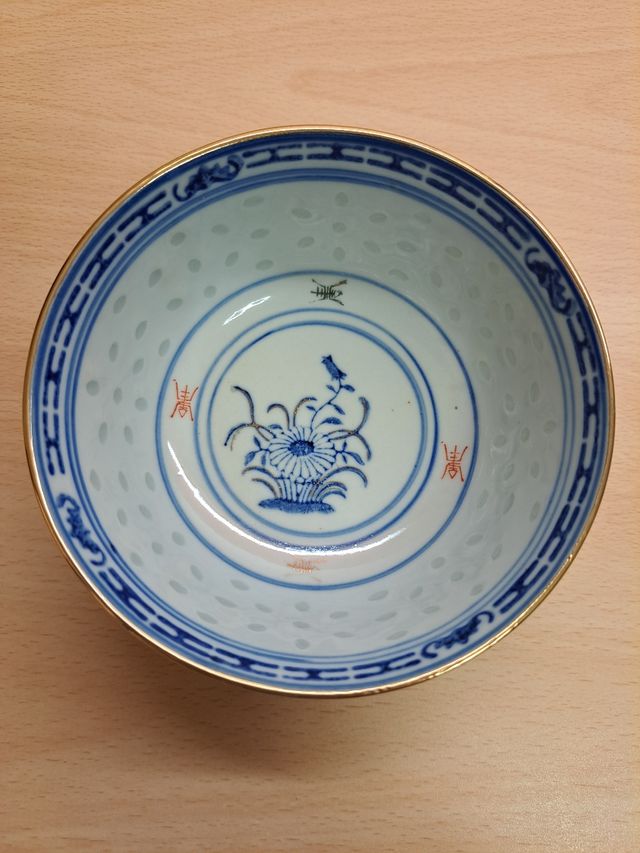 Porcellana cinese - 3 ciotole con 2 cucchiai