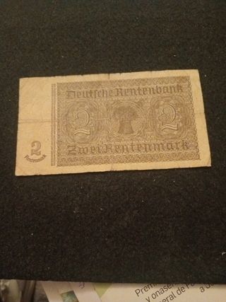 Billete 2 marcos marcado alemán WW2 