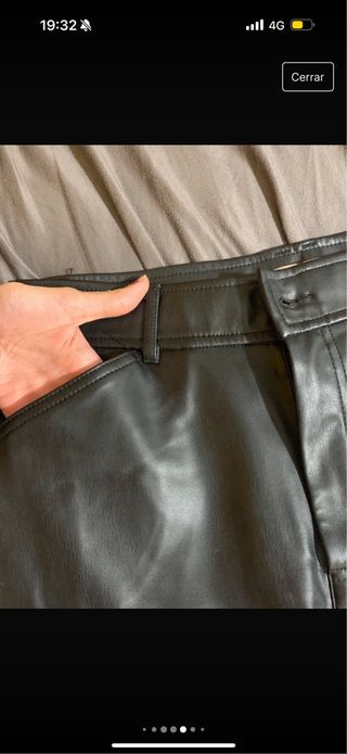 Pantalon recto cuero zara