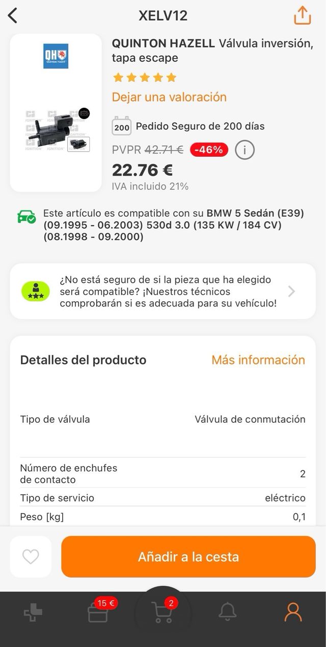 Valvula de control de vacio de turbo.