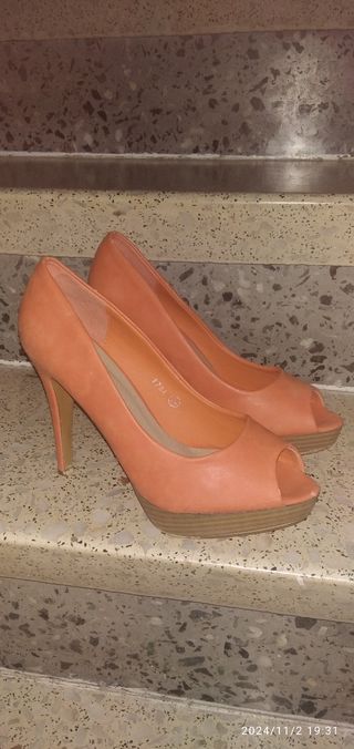 Zapatos tacón mujer naranja 3E