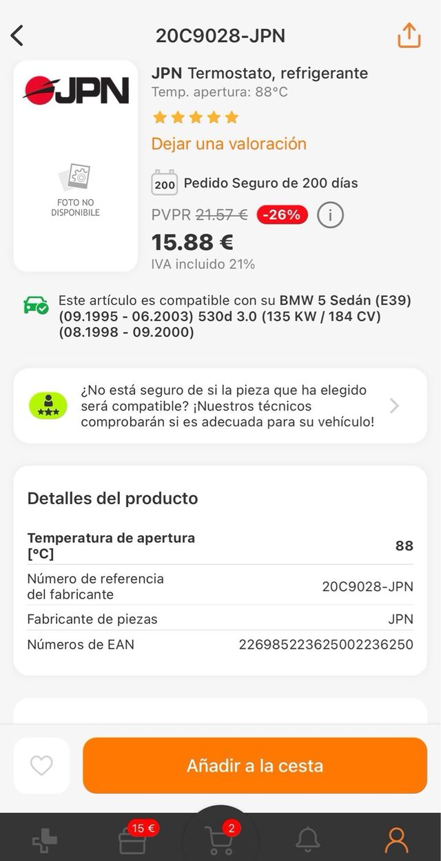 Termostato bmw 30d M57