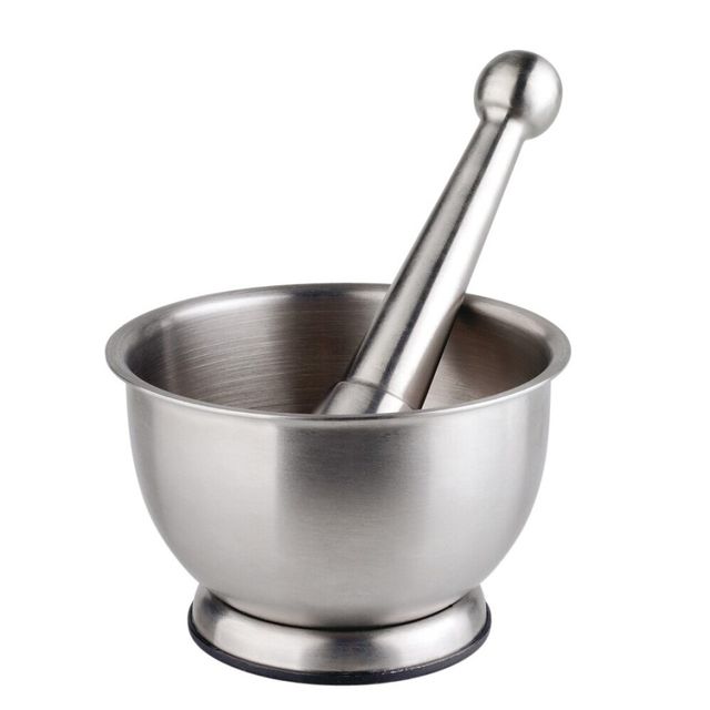 Mortero Acero Inoxidable Con Maza