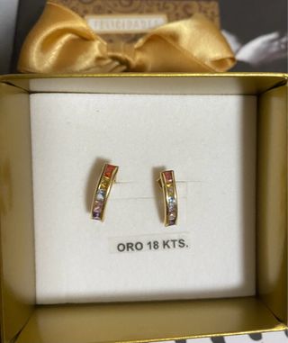 Pendientes oro 18k y circonitas multicolor
